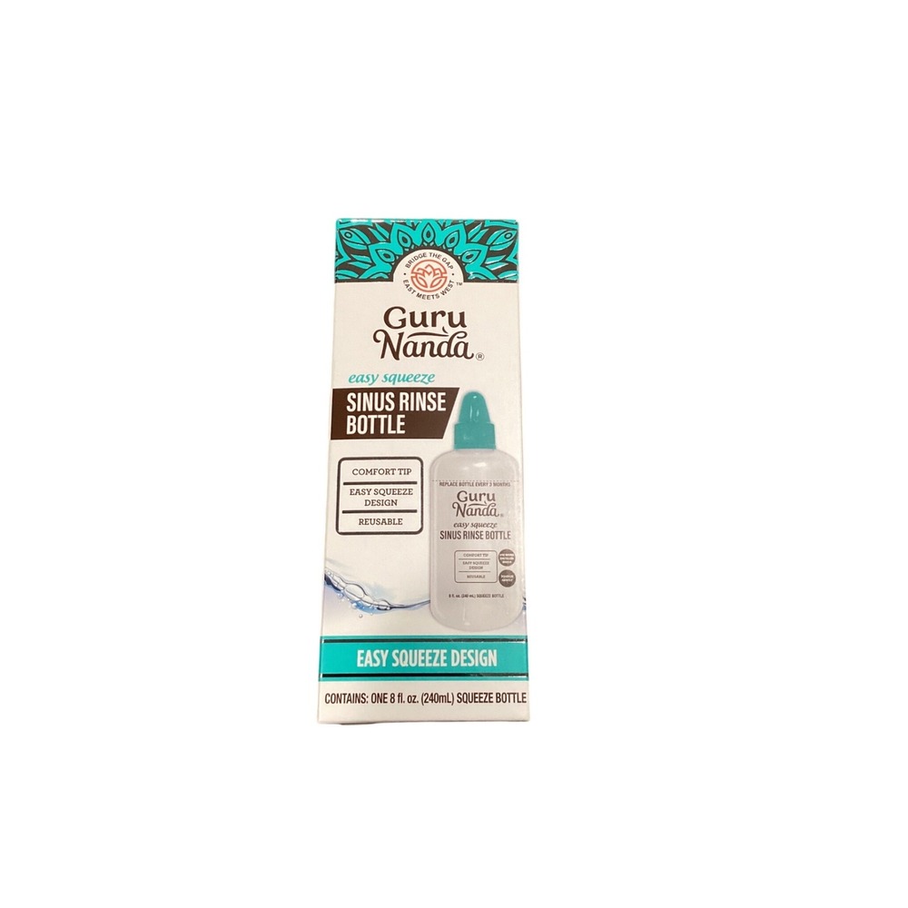 GuruNanda Easy Squeeze Sinus Rinse Bottle 8oz Reusable Nasal Wash Neti Pot New